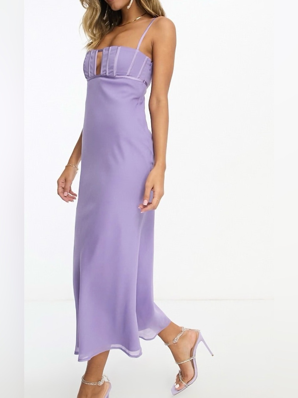 ASOS Lilac Purple Corset Formal Wedding Guest Dress